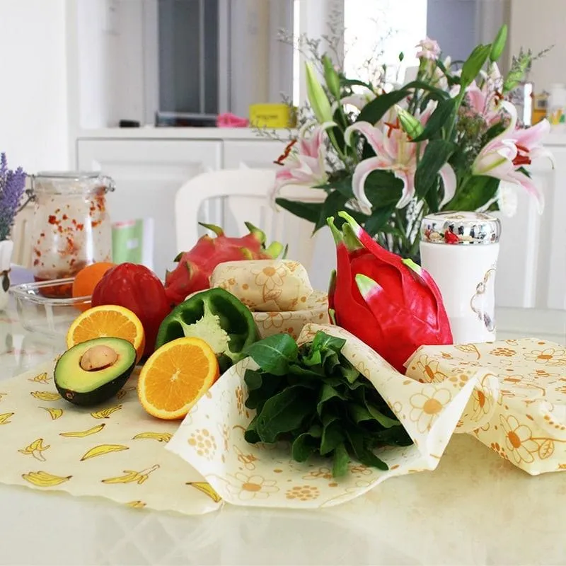 Floral Patterned Beeswax Food Wrap Film
