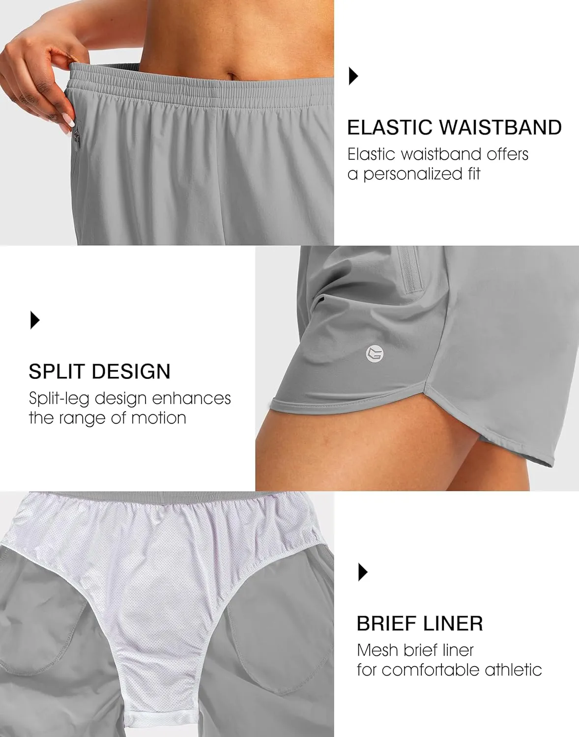 G Gradual Women's Running Shorts with Zipper Pockets Quick Dry Athletic Workout Gym 3" Shorts for Women with Comfy Liner