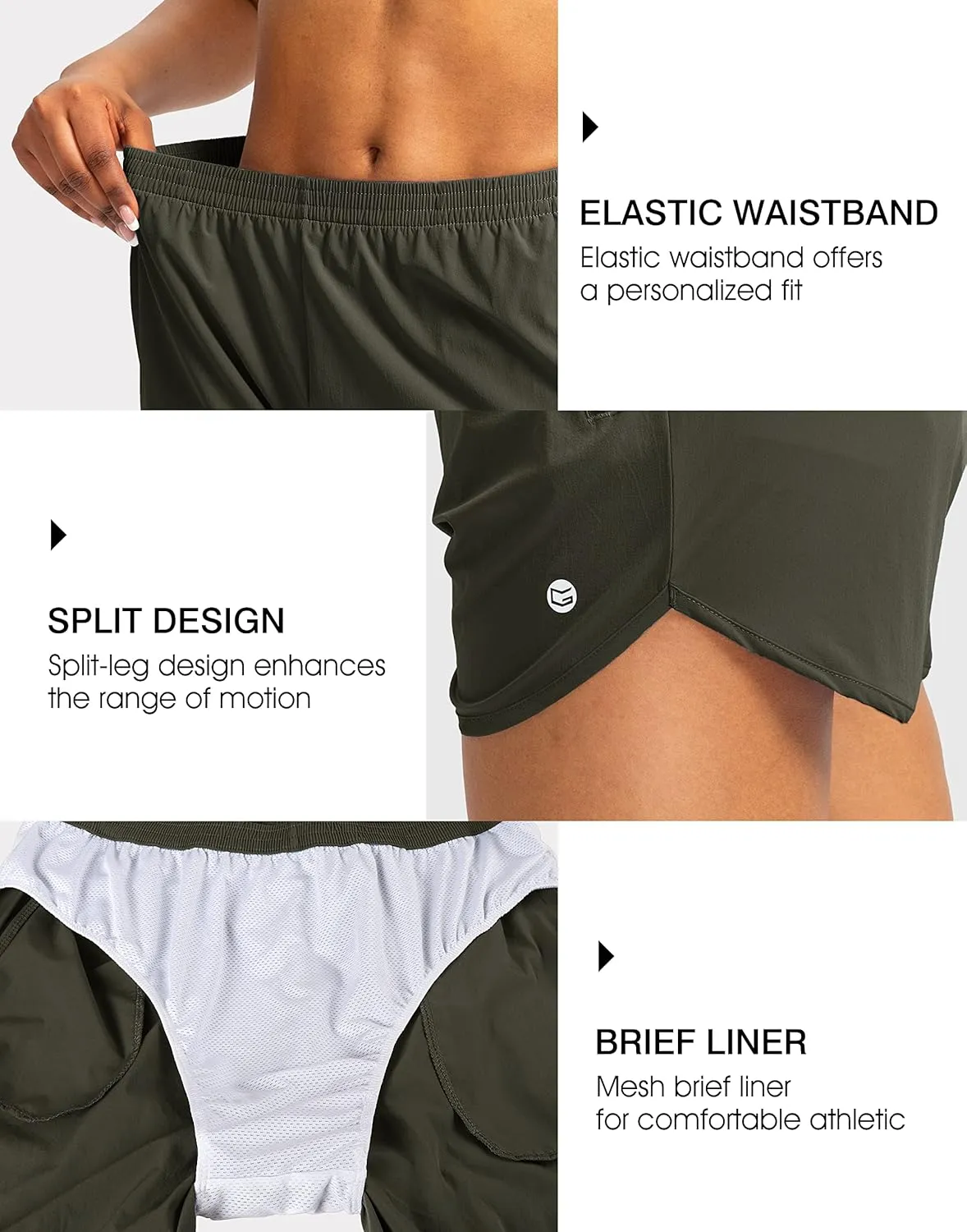 G Gradual Women's Running Shorts with Zipper Pockets Quick Dry Athletic Workout Gym 3" Shorts for Women with Comfy Liner