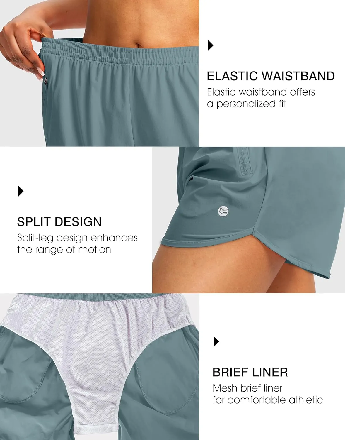 G Gradual Women's Running Shorts with Zipper Pockets Quick Dry Athletic Workout Gym 3" Shorts for Women with Comfy Liner