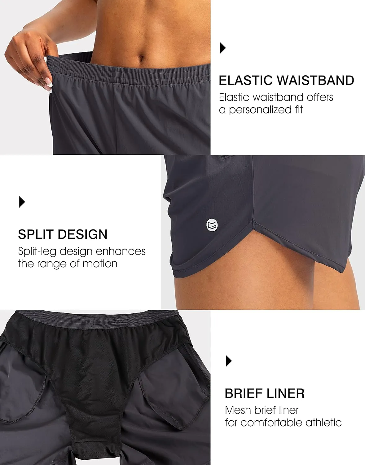 G Gradual Women's Running Shorts with Zipper Pockets Quick Dry Athletic Workout Gym 3" Shorts for Women with Comfy Liner