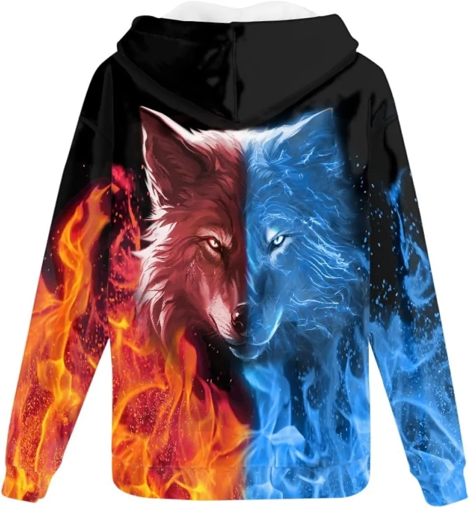 GLUDEAR Unisex Realistic 3D Digital Print Full Zip Hoodie Jackets Hooded Sweatshirt