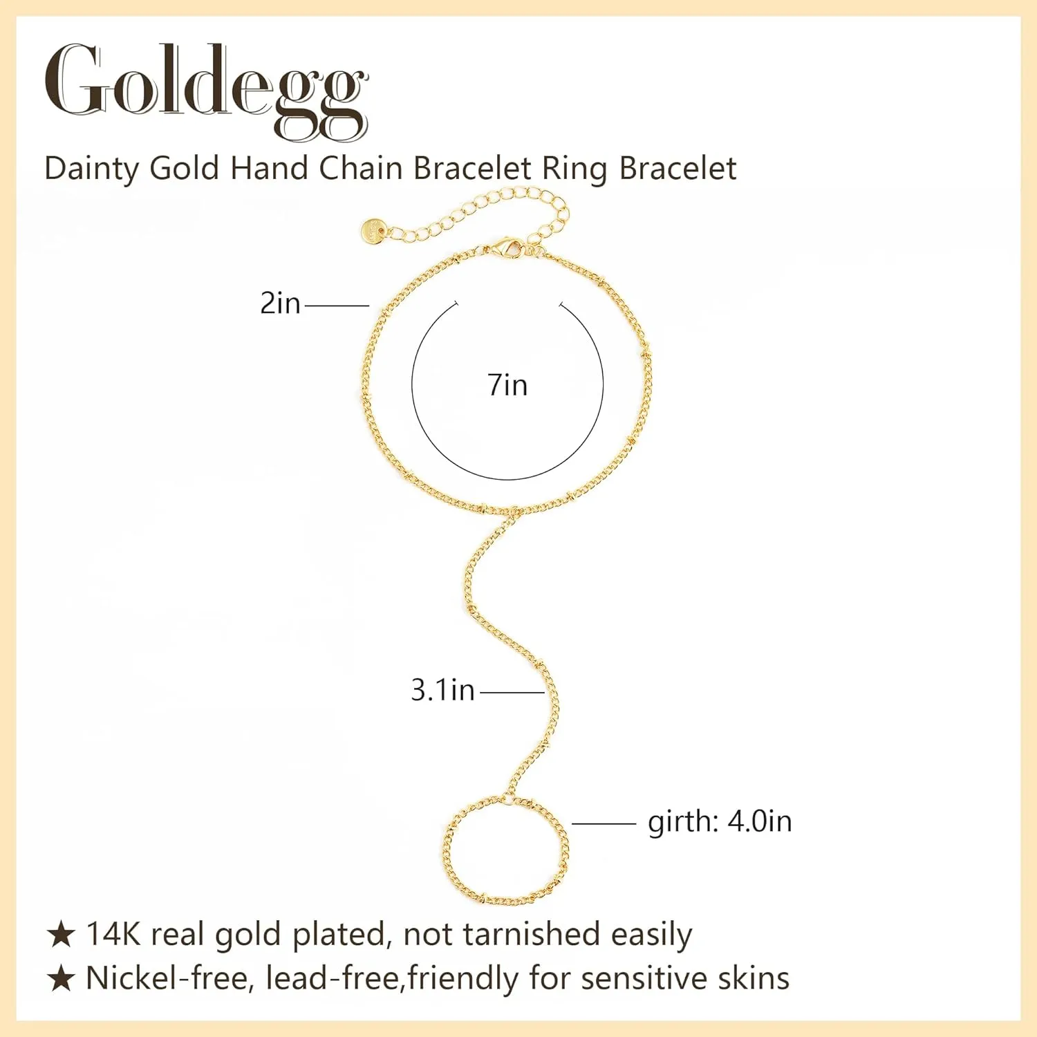 Gold Hand Chain Bracelets for Women, 14K Gold Plated Hand Chain Dainty Finger Ring Bracelet Gold Jewelry Gifts Trendy