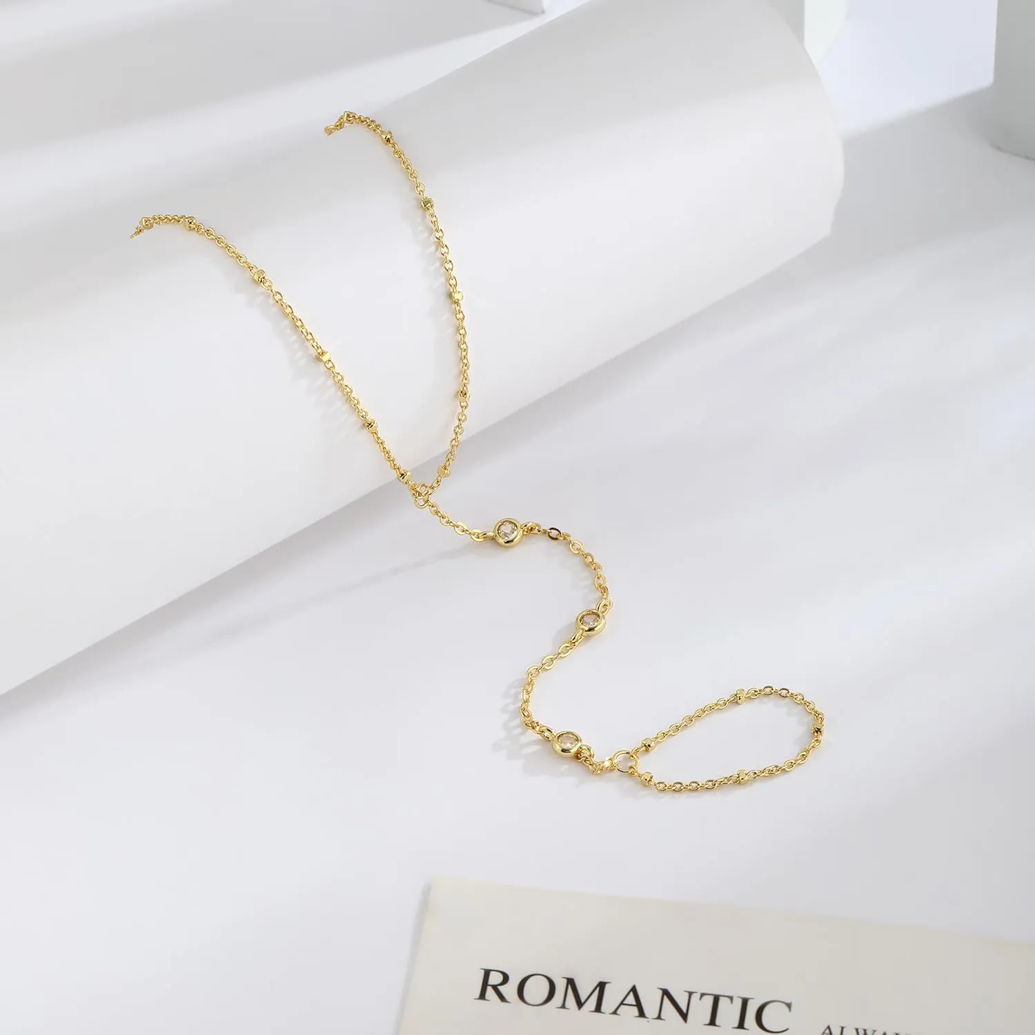 Gold/Silver Bracelets For Women,Trendy 14k Gold/Silver Plated lightweight Dainty Chunky Thin Cuban Link Paperclip Chain Tennis Bangle Bracelets Stack Set,Ring Hand Chain Bracelet,Gold Jewelry Gift For Women Fashion Accessories