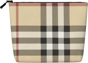 Gray plaid lines Print Cosmetic Bags for Women Large Capacity Purse Travel Toiletry Zipper Storage Pouch
