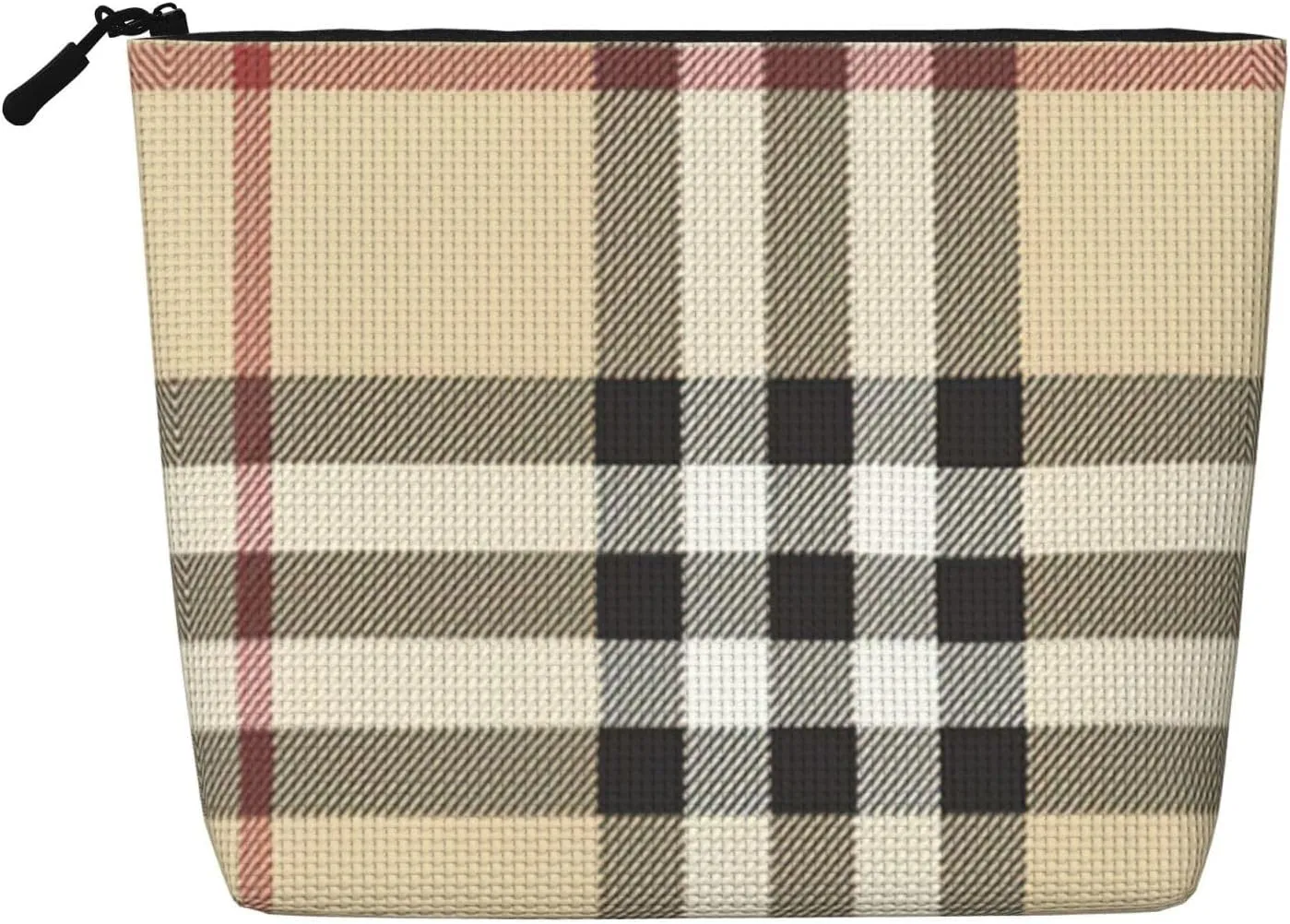 Gray plaid lines Print Cosmetic Bags for Women Large Capacity Purse Travel Toiletry Zipper Storage Pouch