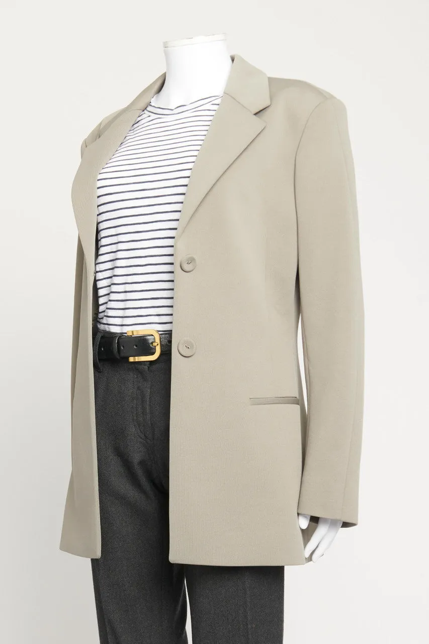 Grey Long Preowned Blazer Jacket