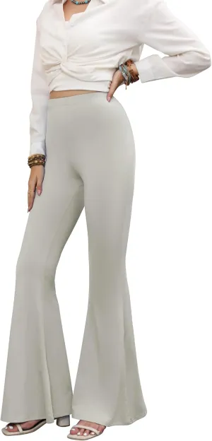 GUOLEZEEV Women Bell Bottoms High Waist Solid Color Stretchy Flare Leggings Trendy Y2k Pants