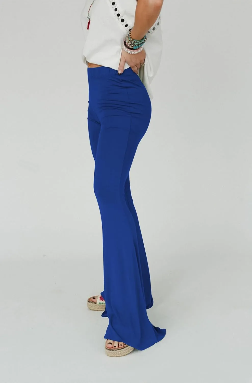GUOLEZEEV Women Bell Bottoms High Waist Solid Color Stretchy Flare Leggings Trendy Y2k Pants