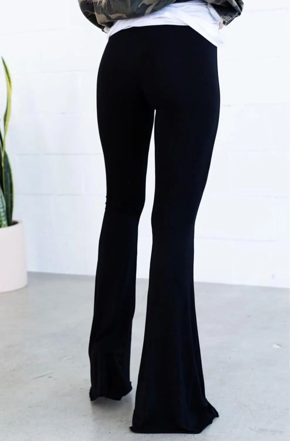 GUOLEZEEV Women Bell Bottoms High Waist Solid Color Stretchy Flare Leggings Trendy Y2k Pants