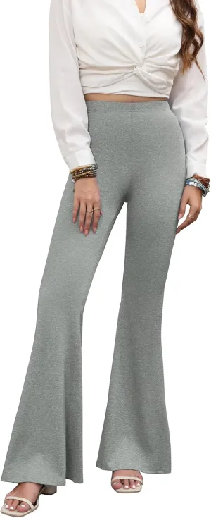 GUOLEZEEV Women Bell Bottoms High Waist Solid Color Stretchy Flare Leggings Trendy Y2k Pants