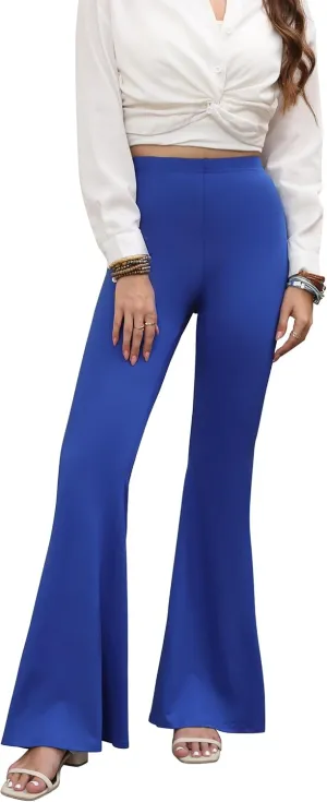 GUOLEZEEV Women Bell Bottoms High Waist Solid Color Stretchy Flare Leggings Trendy Y2k Pants