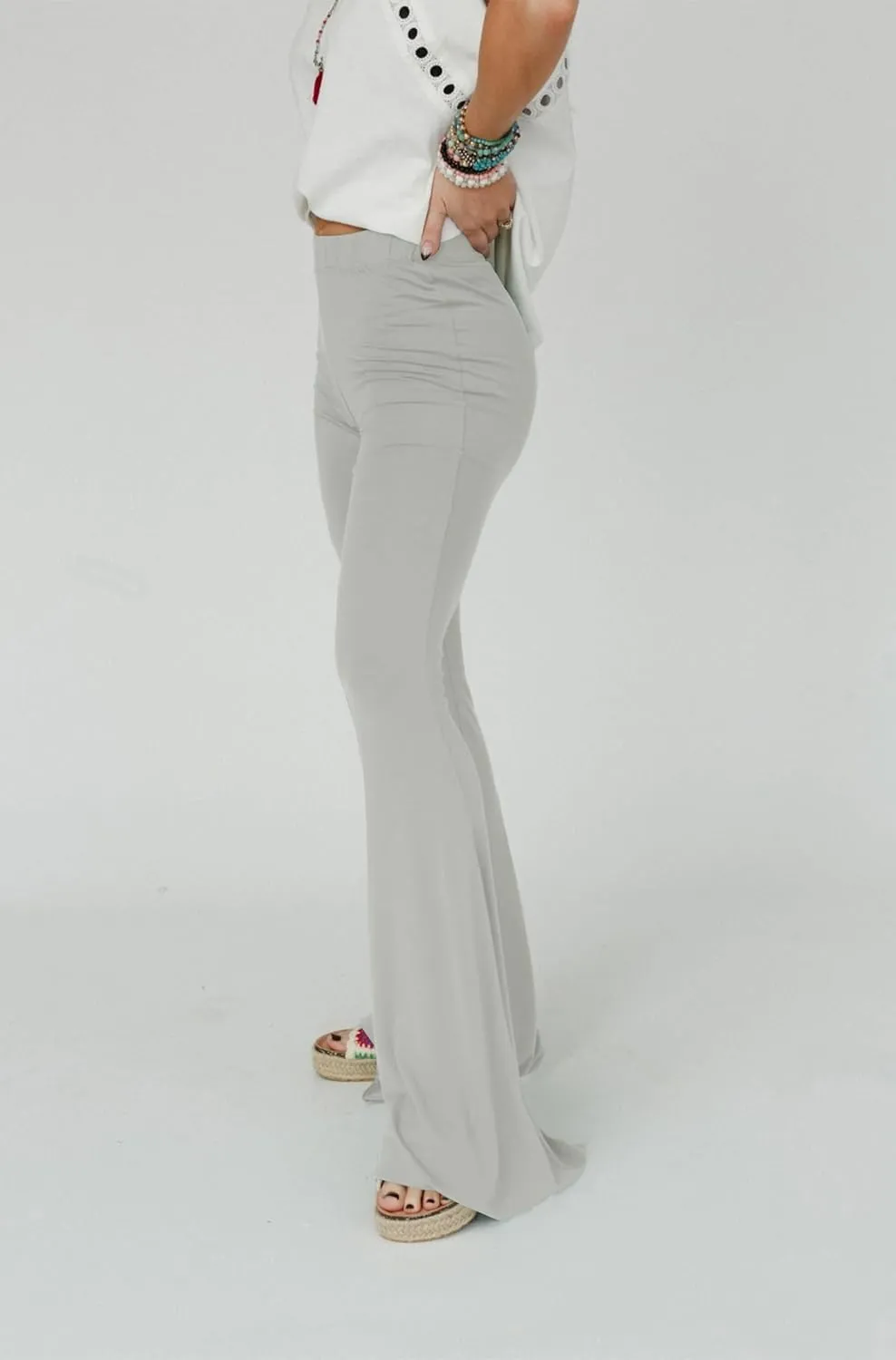 GUOLEZEEV Women Bell Bottoms High Waist Solid Color Stretchy Flare Leggings Trendy Y2k Pants