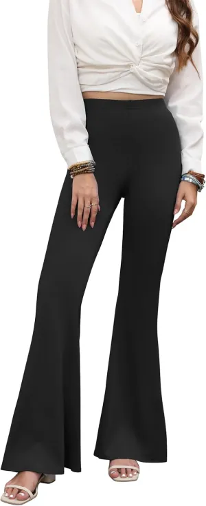 GUOLEZEEV Women Bell Bottoms High Waist Solid Color Stretchy Flare Leggings Trendy Y2k Pants