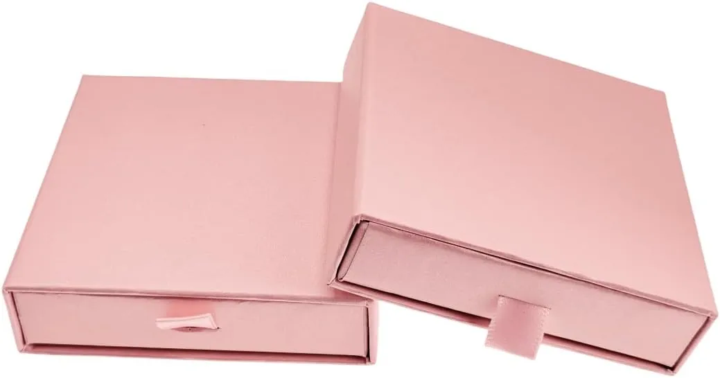 GymRichy 2 Pack Jewelry Gift Boxes Cardboard Jewelry Boxes, 4 x 4 x 1.4 Inch Small Gift Boxes for Jewelry Earrings Necklaces Handmade Bangles Bracelets (Pink)
