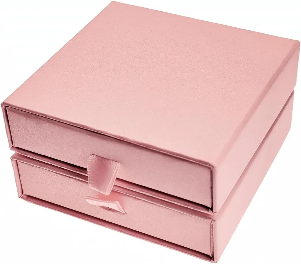 GymRichy 2 Pack Jewelry Gift Boxes Cardboard Jewelry Boxes, 4 x 4 x 1.4 Inch Small Gift Boxes for Jewelry Earrings Necklaces Handmade Bangles Bracelets (Pink)