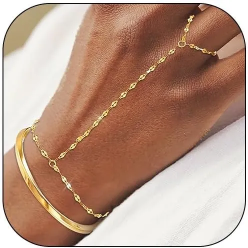 Hand Chain Silver Bangle Gold Bangle Bracelet Silver Bangles Bracelets for Women Cuff Bracelets Ring Bracelet Hand Chain Gold Silver Hand Chain Bracelet