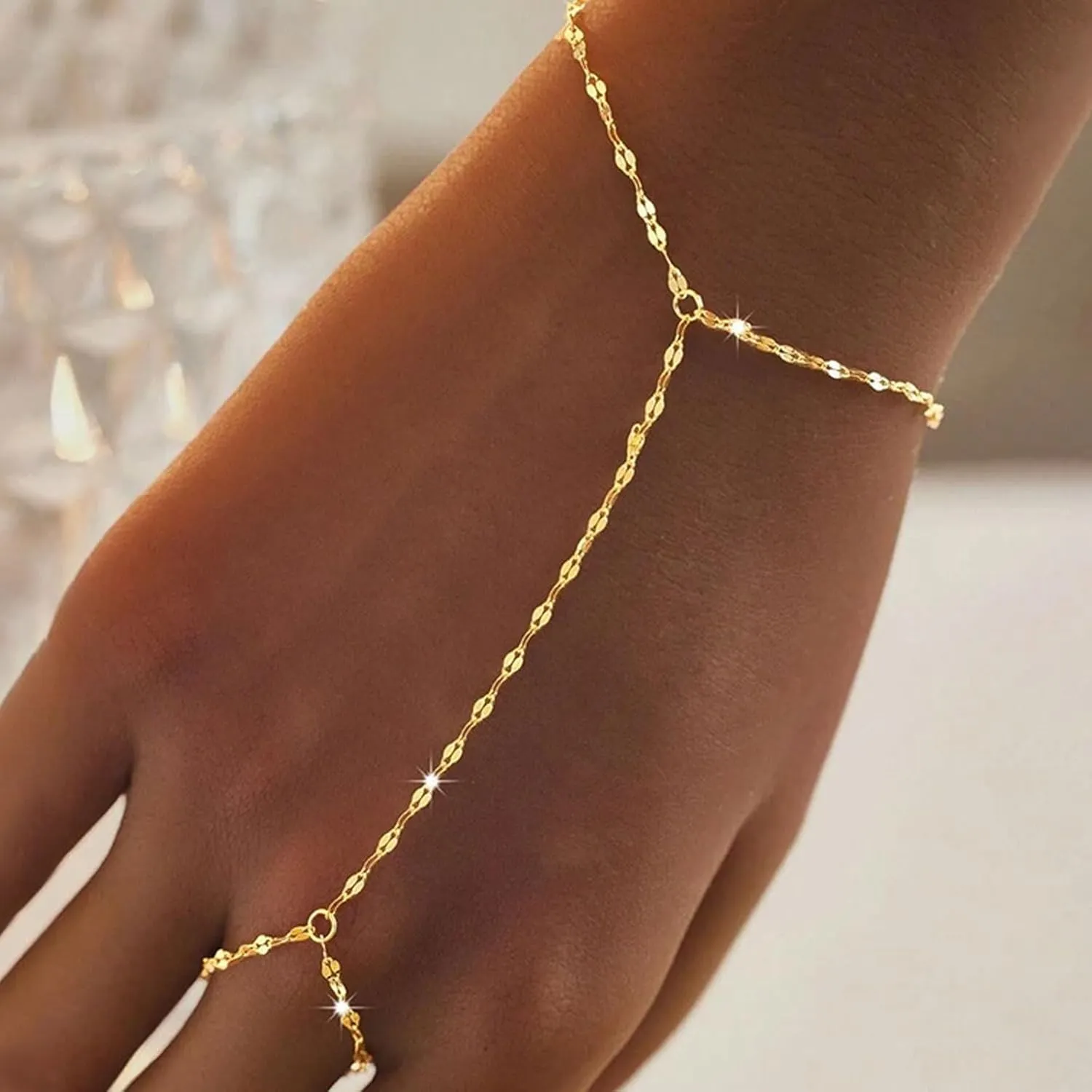 Hand Chain Silver Bangle Gold Bangle Bracelet Silver Bangles Bracelets for Women Cuff Bracelets Ring Bracelet Hand Chain Gold Silver Hand Chain Bracelet