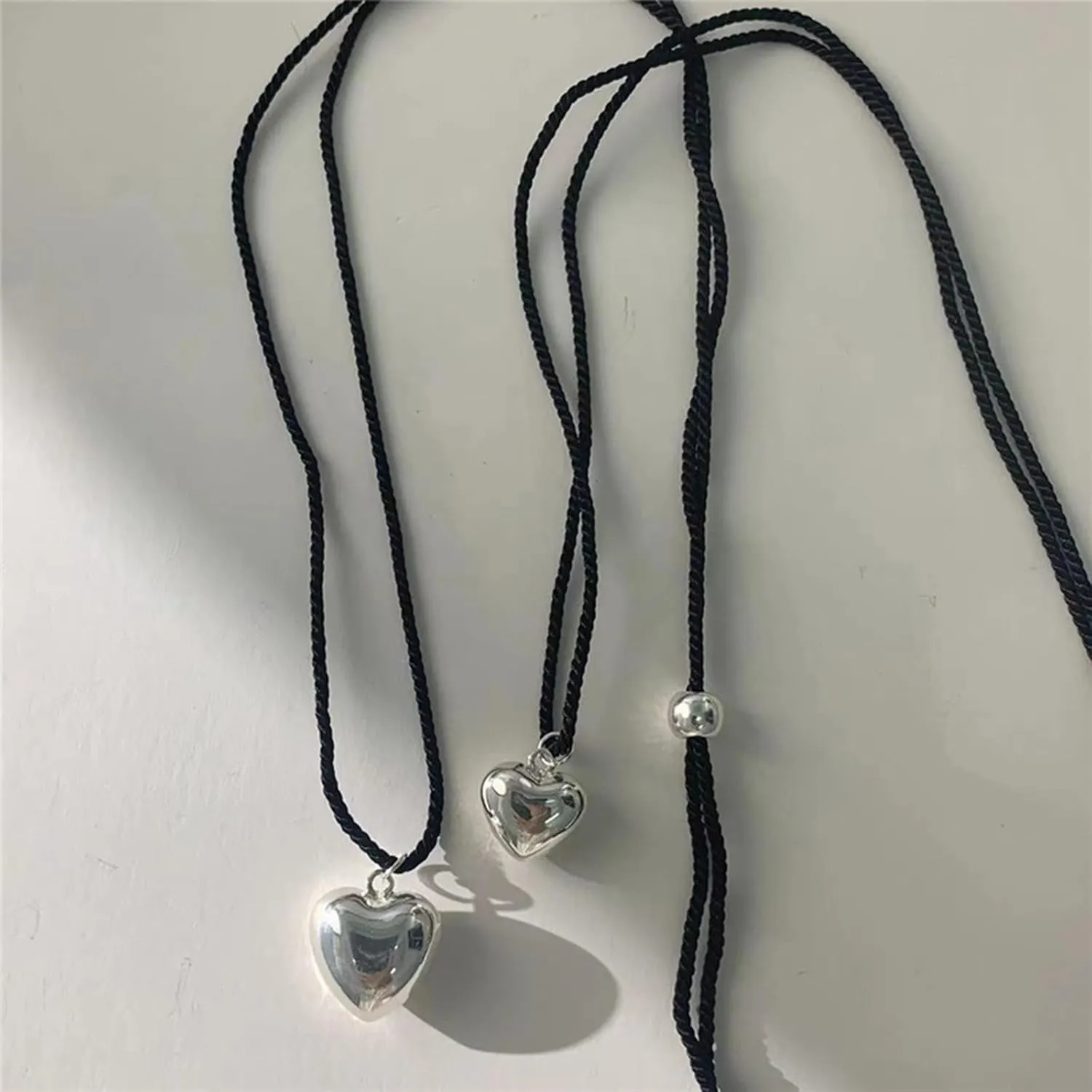 Heart Pendant Necklace Minimalist Heart Charm Choker Chain Jewelry for Women Cotton Rope Clavicle Chain Jewelry