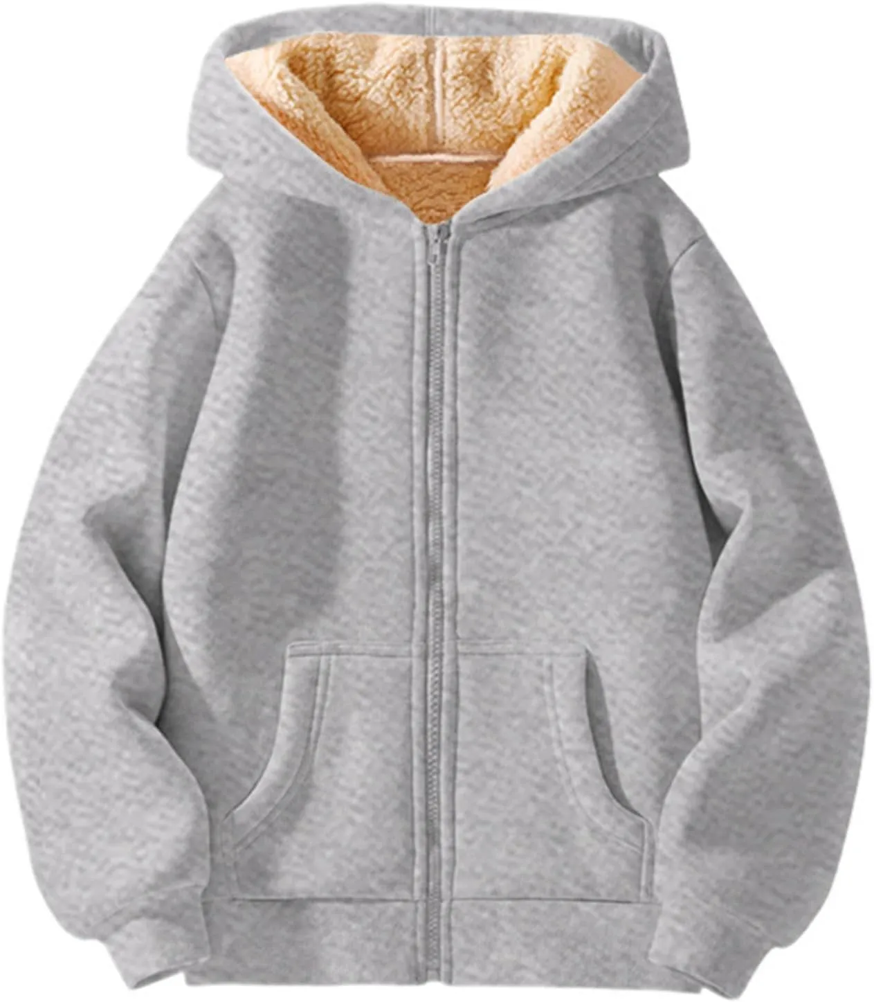 Hoodies For Children Winter Fleece Sweatshirt Full Zip Up Thick Lined Hooded Jacket Girls Boys Sweatshirts Coats