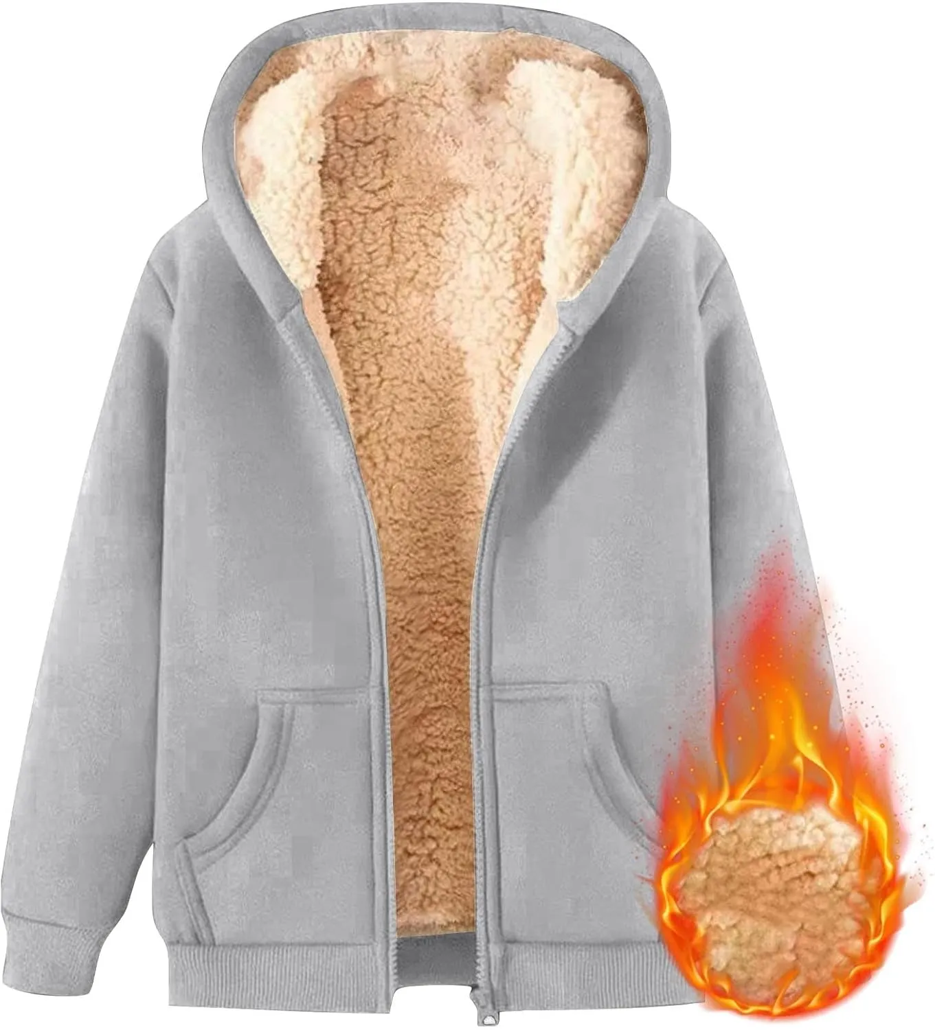 Hoodies For Children Winter Fleece Sweatshirt Full Zip Up Thick Lined Hooded Jacket Girls Boys Sweatshirts Coats