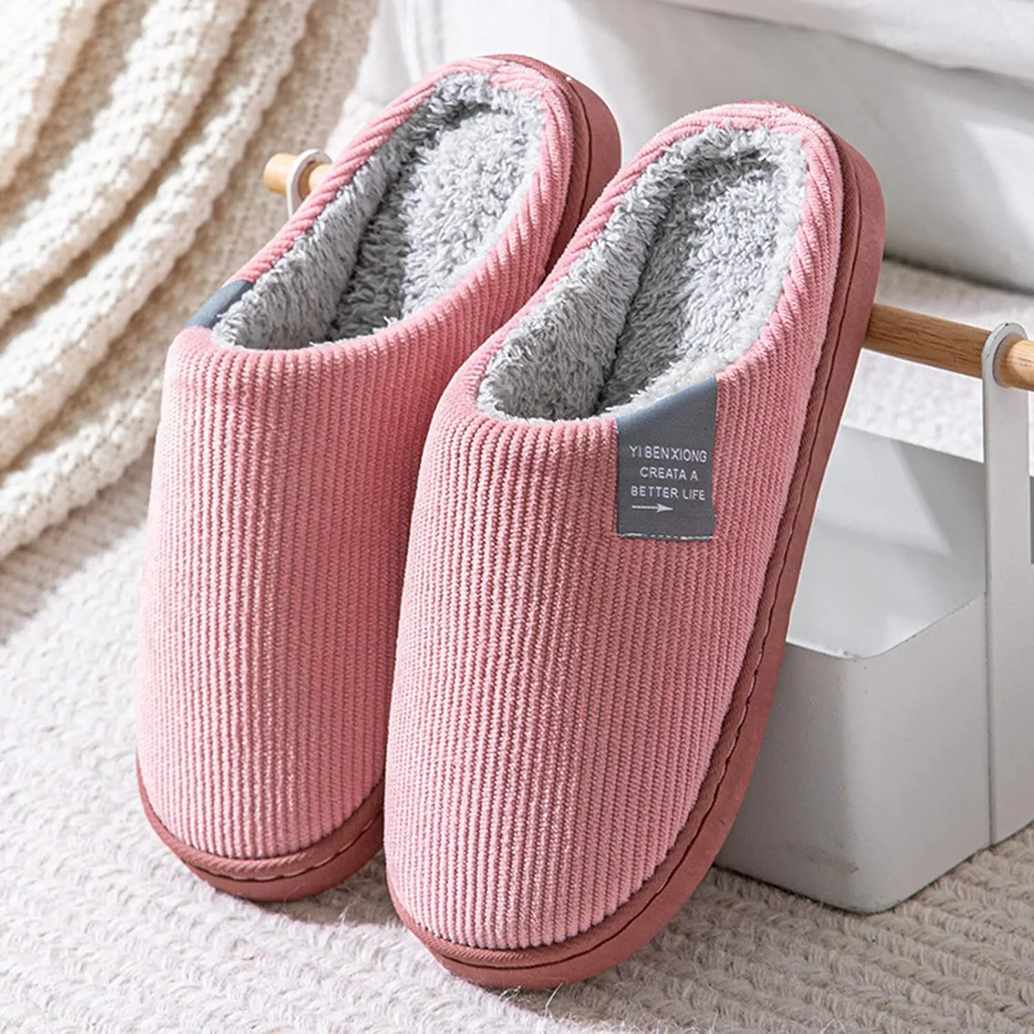 Indoor House Slippers for Men with Soft Sole and Arch Support Mens Slippers with Arch Support Pink House Shoes Warm Slippers for Women Indoor Outdoor Christmas Garden Flag Gifts for Wife 2023