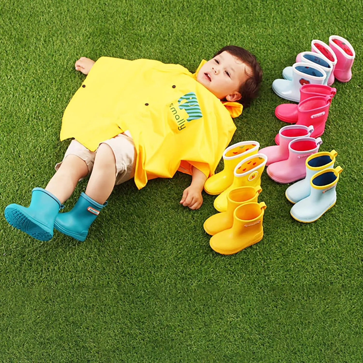IWIHMIV Baby Rain Boot Infant Rain Boots Boys' Boots Toddler Kids Baby Boys Girls Cartoon Waterproof Rain Non Slip Rain Boots