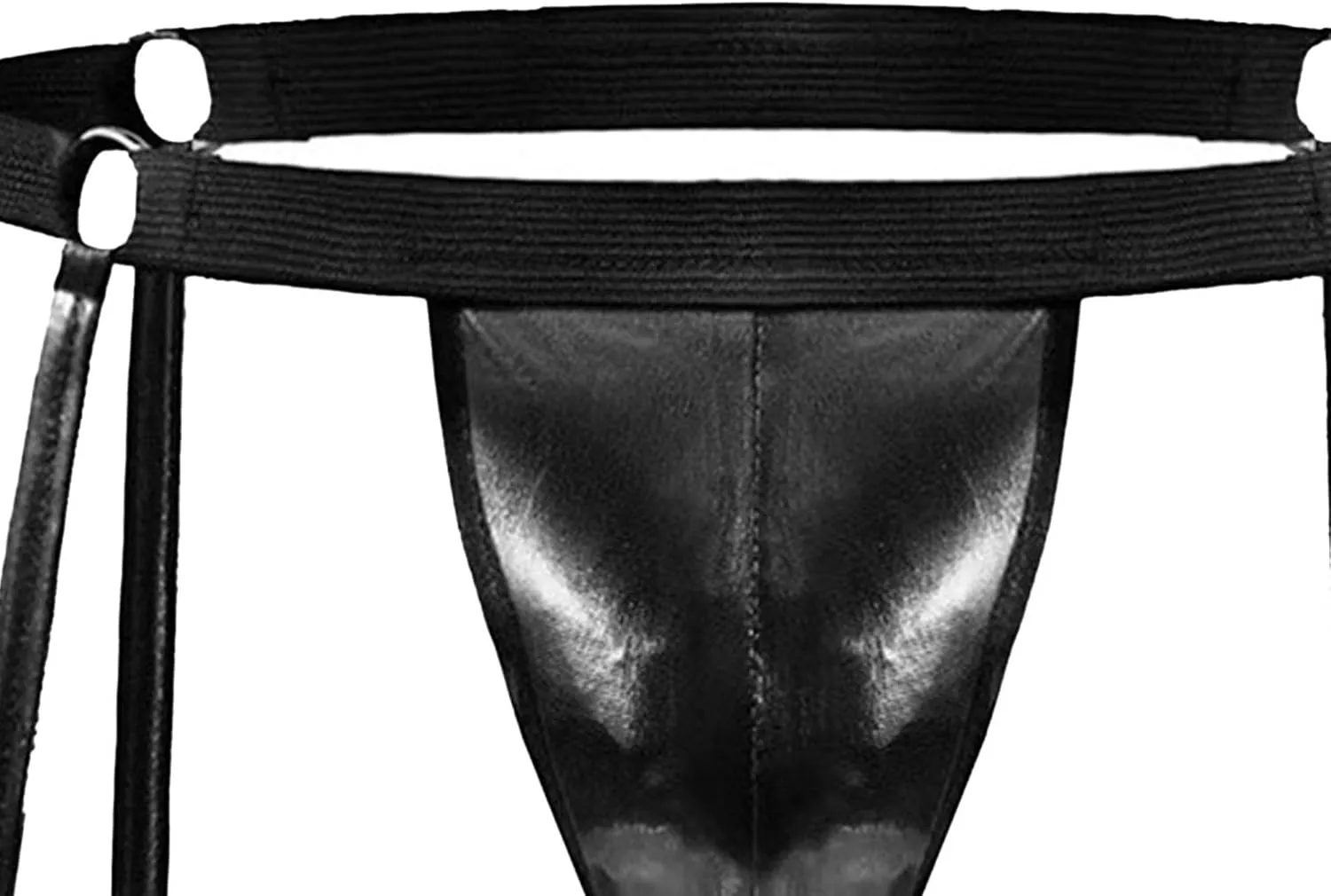 JEKE-DG Men's Hollow Out Erotic Faux Leather Boxer Briefs See Through Breathable Mesh Shorts Sexy Clubwear Underwear