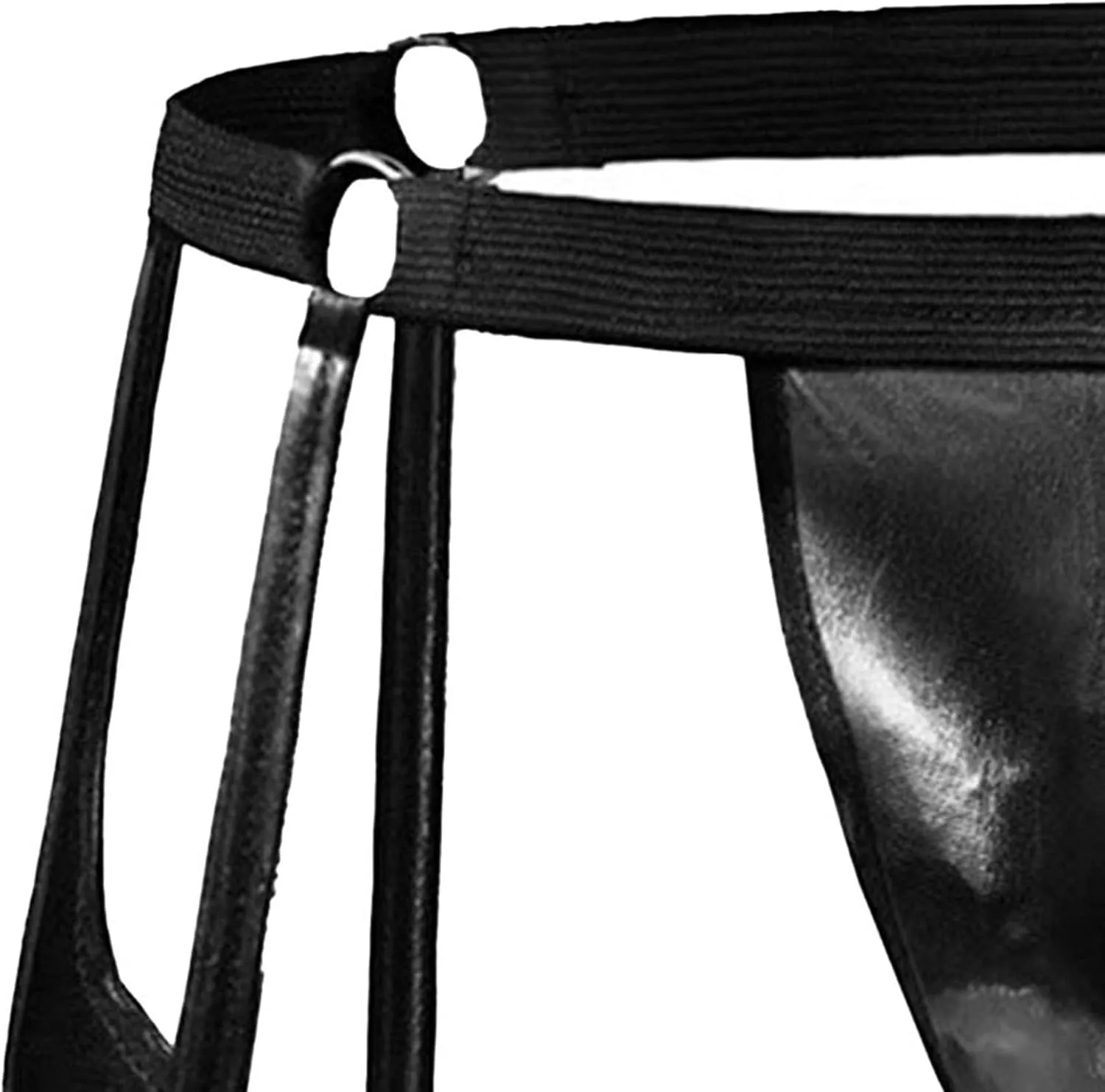 JEKE-DG Men's Hollow Out Erotic Faux Leather Boxer Briefs See Through Breathable Mesh Shorts Sexy Clubwear Underwear