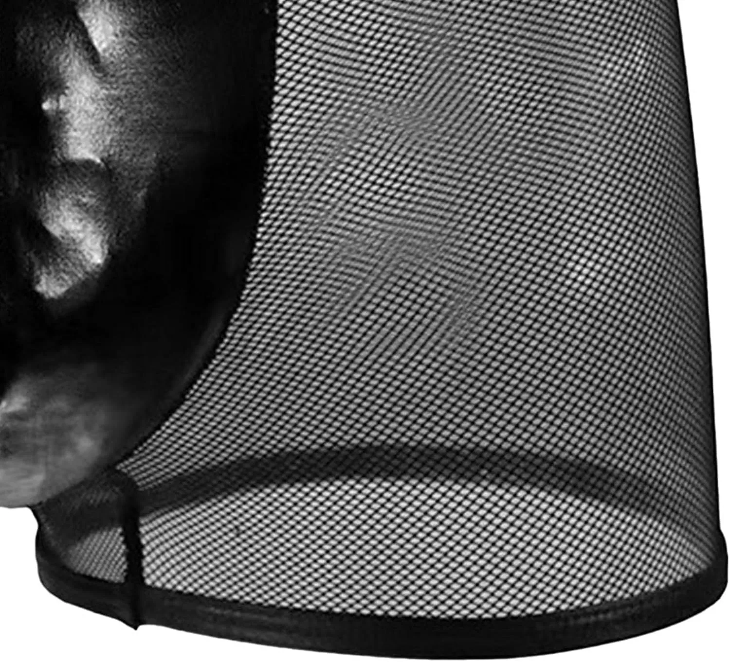 JEKE-DG Men's Hollow Out Erotic Faux Leather Boxer Briefs See Through Breathable Mesh Shorts Sexy Clubwear Underwear
