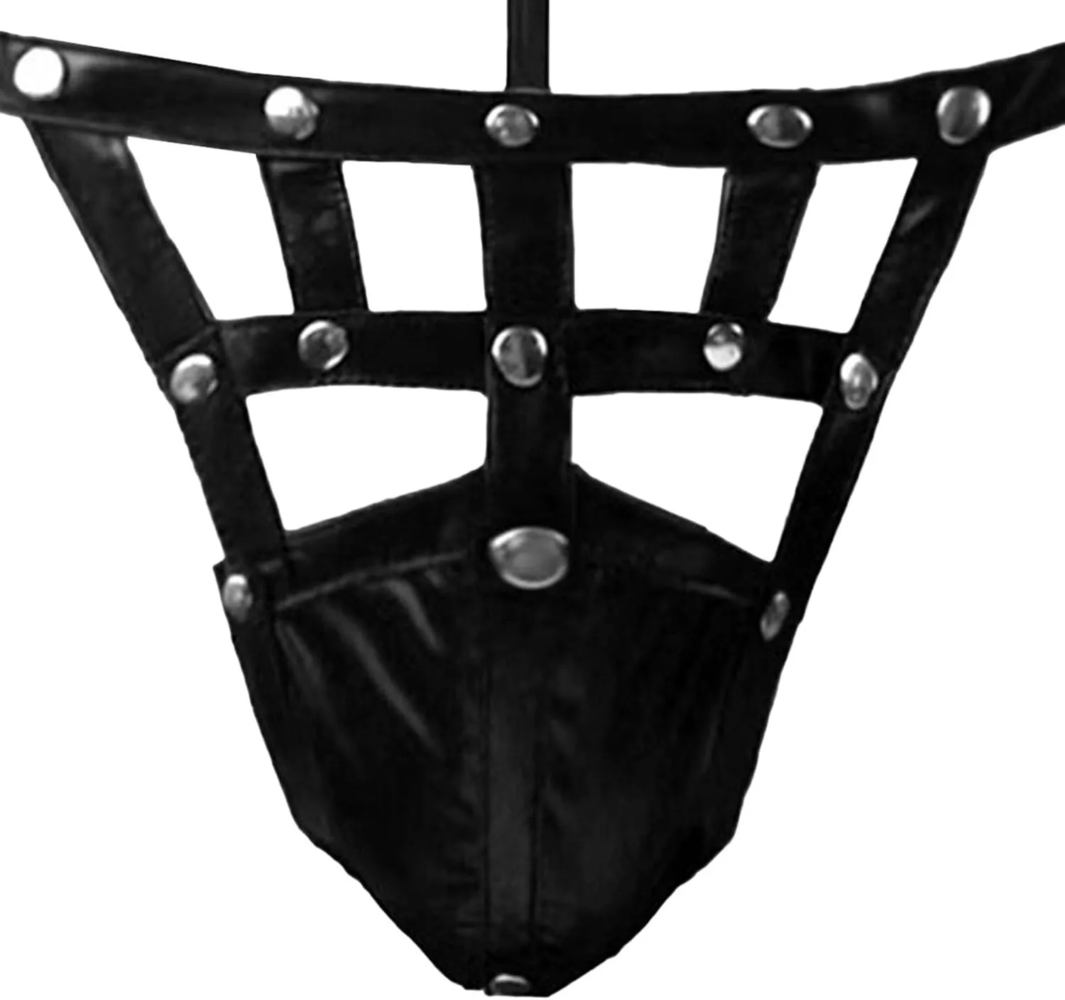JEKE-DG Men's Hollow Out Erotic Faux Leather Boxer Briefs See Through Breathable Mesh Shorts Sexy Clubwear Underwear