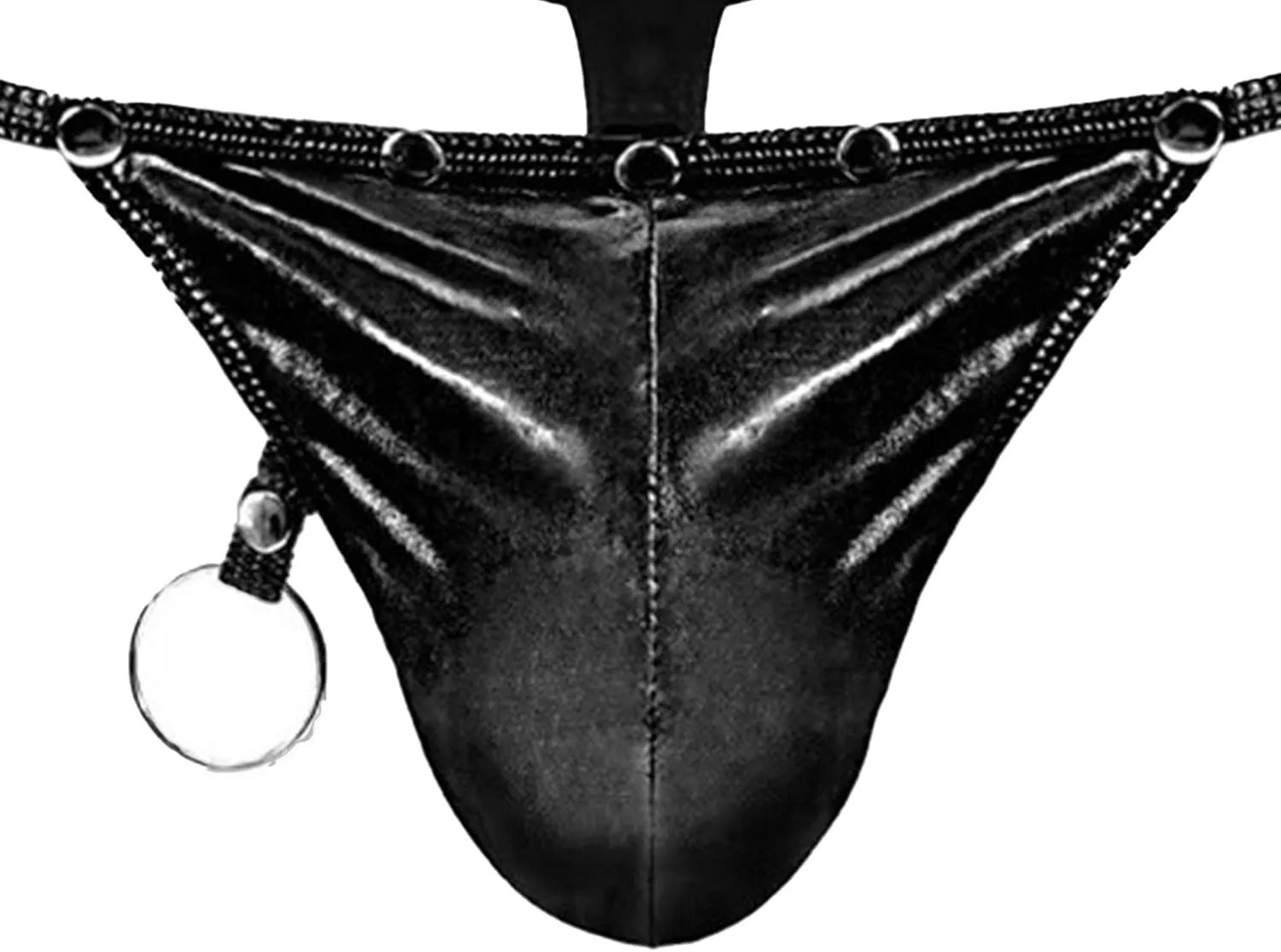 JEKE-DG Men's Hollow Out Erotic Faux Leather Boxer Briefs See Through Breathable Mesh Shorts Sexy Clubwear Underwear