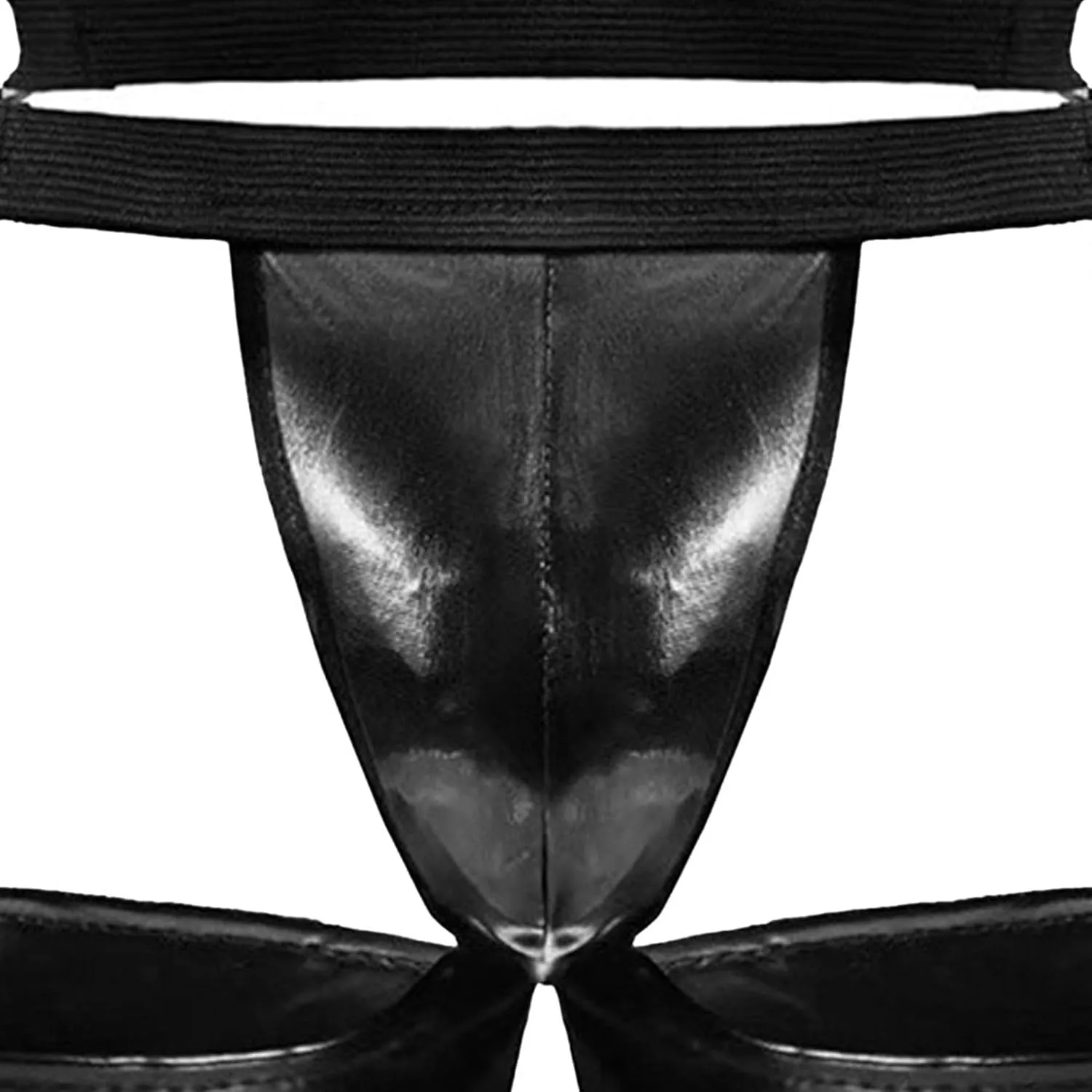JEKE-DG Men's Hollow Out Erotic Faux Leather Boxer Briefs See Through Breathable Mesh Shorts Sexy Clubwear Underwear