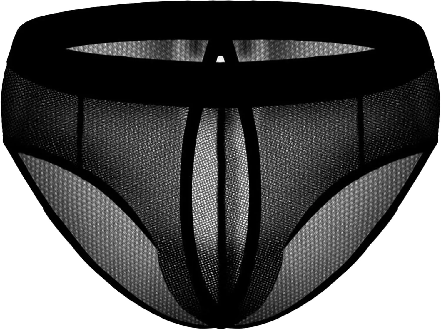 JEKE-DG Men's Hollow Out Erotic Faux Leather Boxer Briefs See Through Breathable Mesh Shorts Sexy Clubwear Underwear