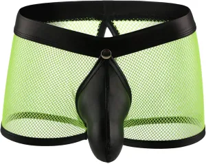 JEShifangjiusu Men'S Sexy Underwear Breathable Mesh Boxer Briefs Trunks See Through Loose Shorts Erotic Clubwear Soft Undies
