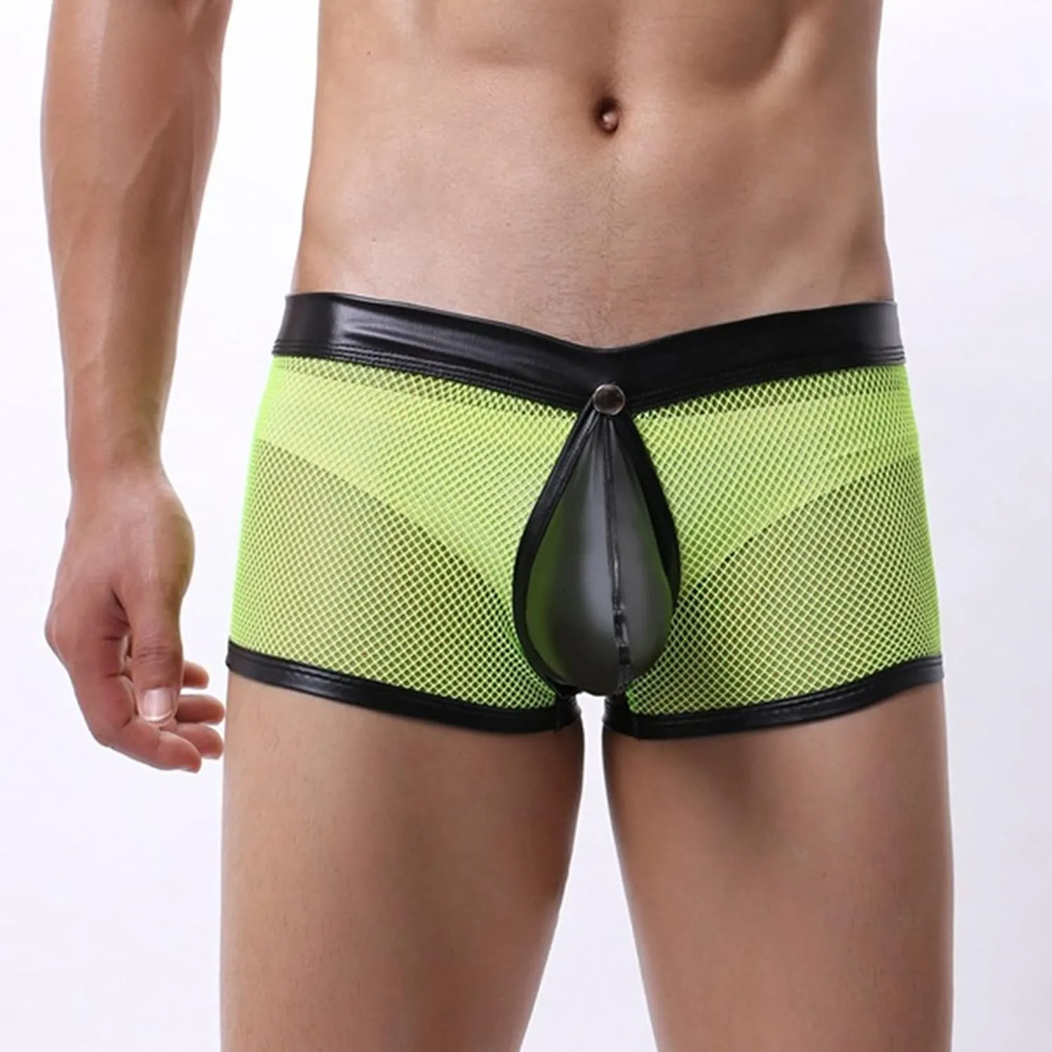 JEShifangjiusu Men'S Sexy Underwear Breathable Mesh Boxer Briefs Trunks See Through Loose Shorts Erotic Clubwear Soft Undies