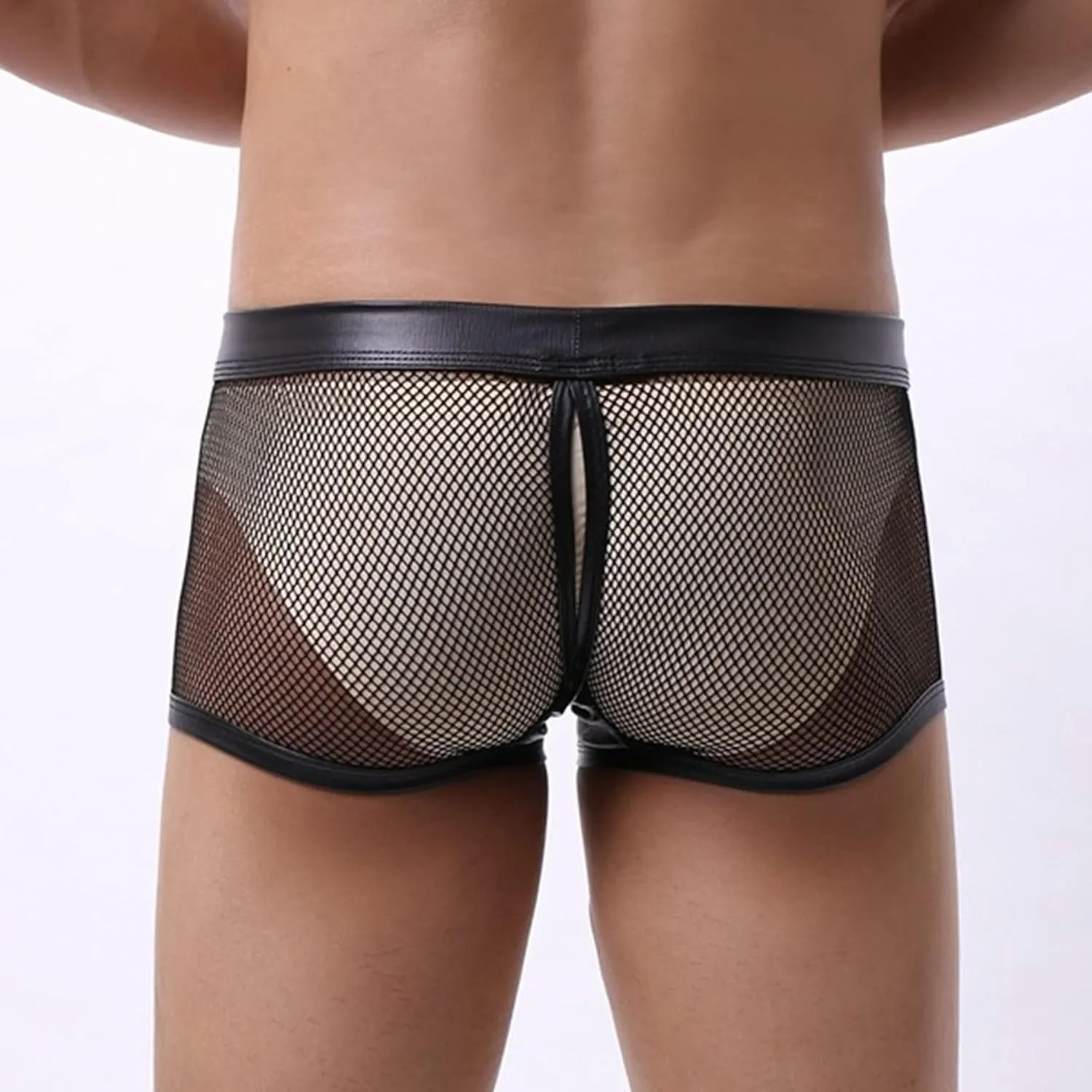 JEShifangjiusu Men'S Sexy Underwear Breathable Mesh Boxer Briefs Trunks See Through Loose Shorts Erotic Clubwear Soft Undies