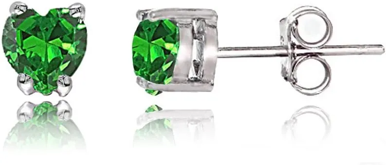 Jewelry Sets for Women, Necklace and Earring Sets for Women, Birthstone Jewelry, Genuine or Synthetic Gemstone, Heart Solitaire, Pendant Necklace, Stud Earrings, Silver Jewelry or Gold Flash