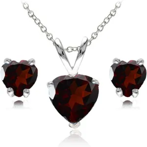 Jewelry Sets for Women, Necklace and Earring Sets for Women, Birthstone Jewelry, Genuine or Synthetic Gemstone, Heart Solitaire, Pendant Necklace, Stud Earrings, Silver Jewelry or Gold Flash