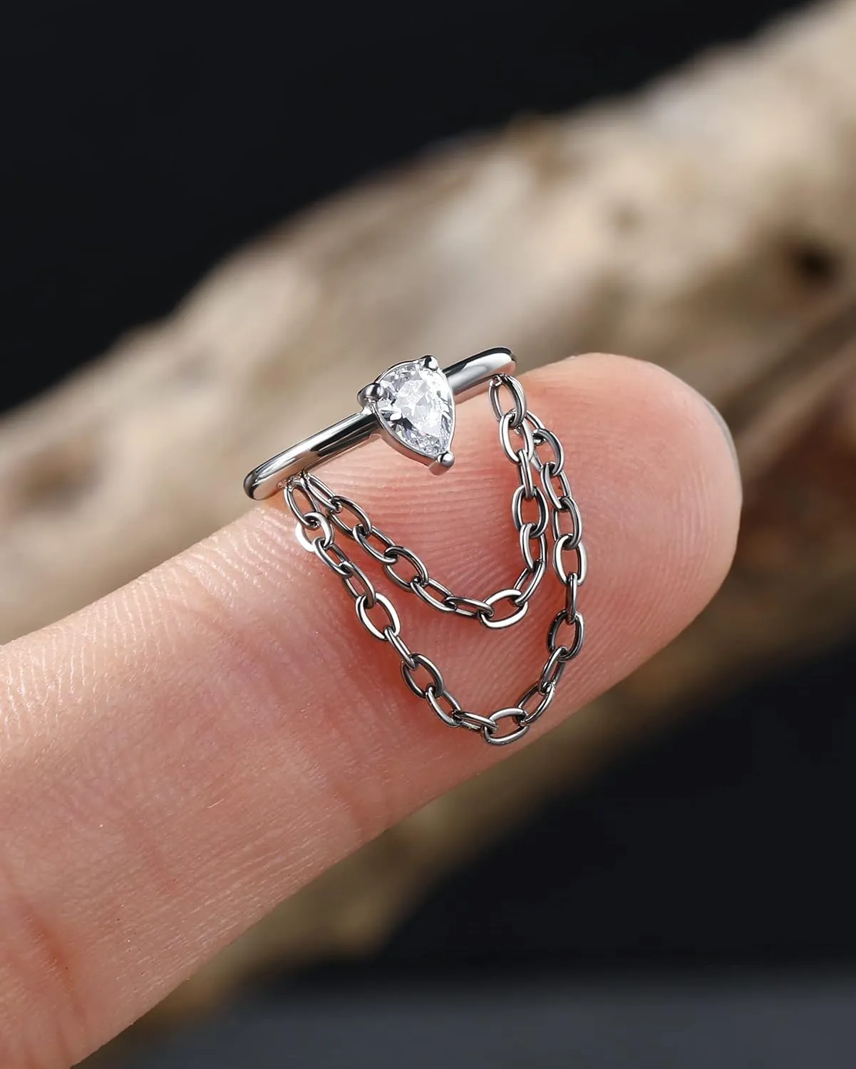 Jewseen 16G Cartilage Piercing Jewelry Dangle Chain Helix Piercing Jewelry CZ Hinged Helix Hoop Conch Piercing Jewelry Cartilage Helix Hoop Earring for Women Men, J-SR0203A