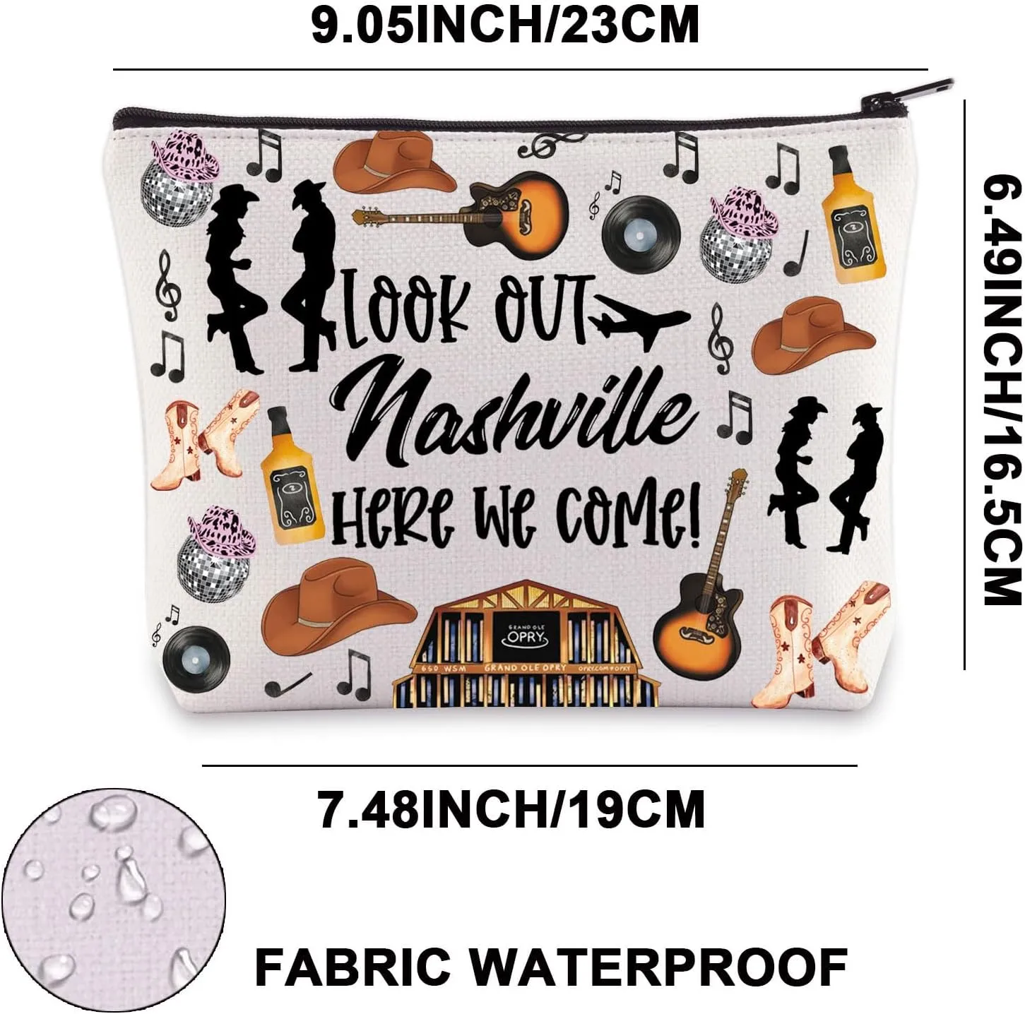 JNIAP Nashville Makeup Bag Nashville Trip Gifts Nashville Themed Gifts Nashville Zipper Bag Nashville Bags For Women (look out Nashville)
