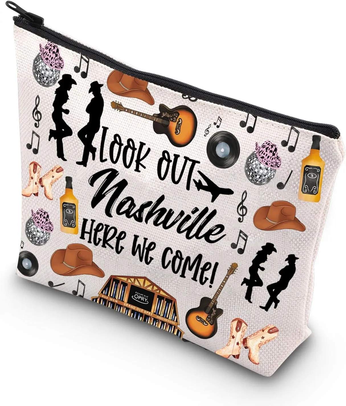JNIAP Nashville Makeup Bag Nashville Trip Gifts Nashville Themed Gifts Nashville Zipper Bag Nashville Bags For Women (look out Nashville)