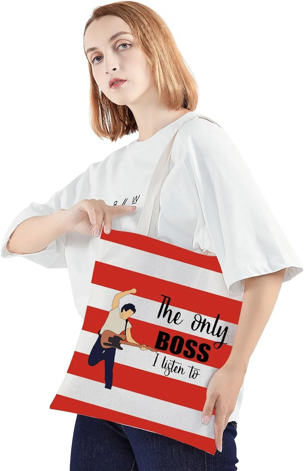 JNIAP Singer Fans Cosmetic Makeup Bag Rock Music Lover Gifts The Only Boss I Listen To Music Zipper Pouch Bag Singer Merchandise (red Only Boss tb)