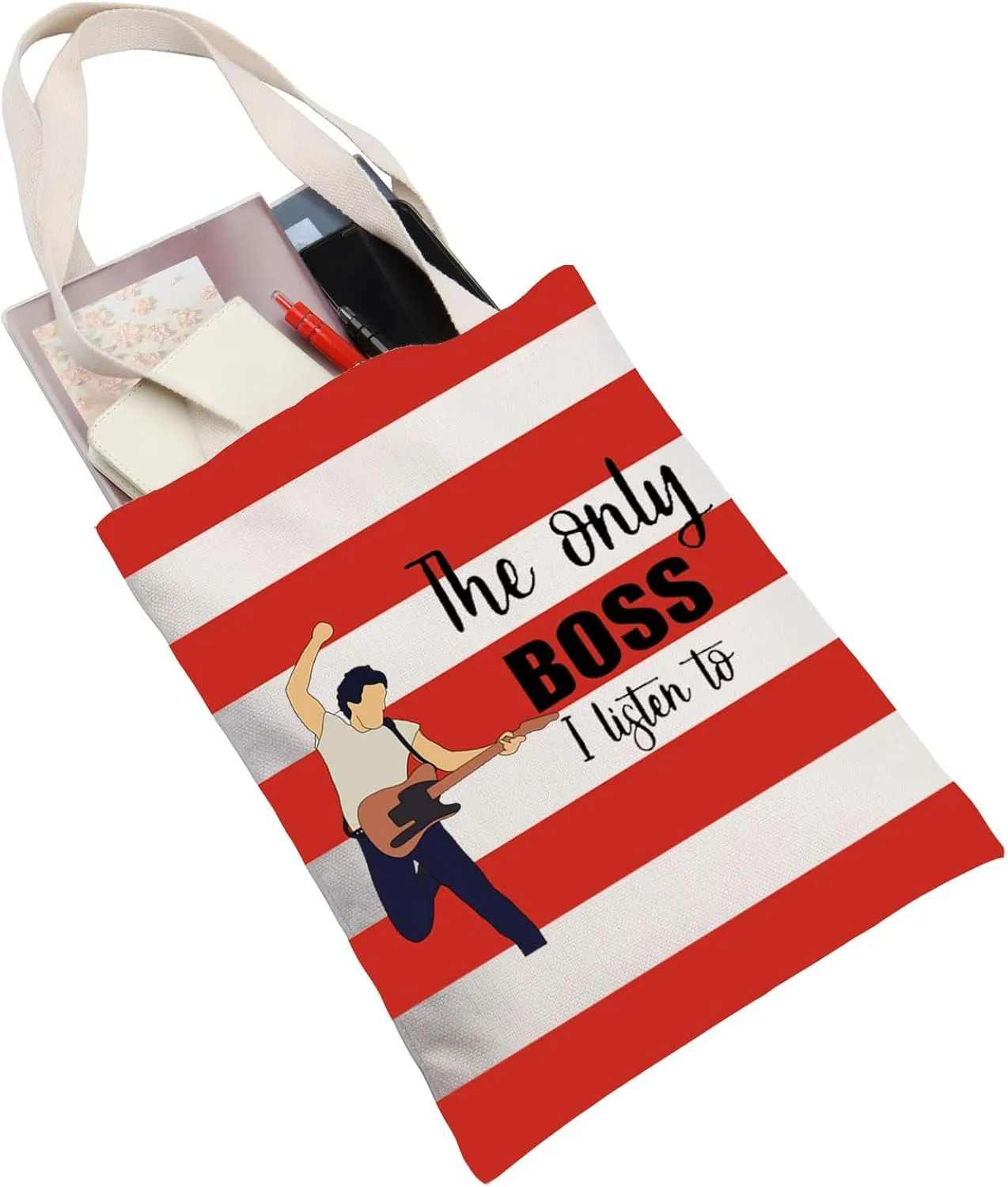 JNIAP Singer Fans Cosmetic Makeup Bag Rock Music Lover Gifts The Only Boss I Listen To Music Zipper Pouch Bag Singer Merchandise (red Only Boss tb)