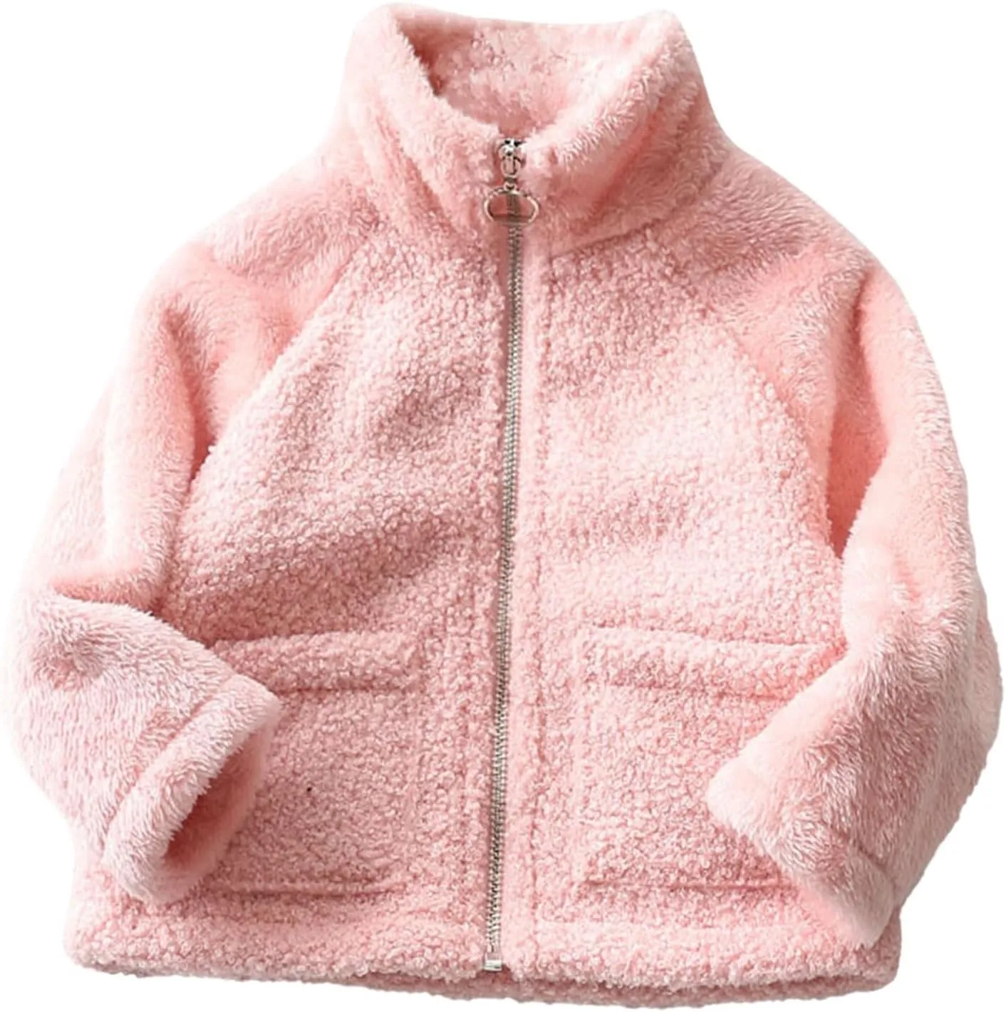 Kids Girls Polar Fleece Jacket Sherpa Coat Toddler Fuzzy Fleece Sweatshirt Baby Teddy Coat Thicken Windproof Jacket