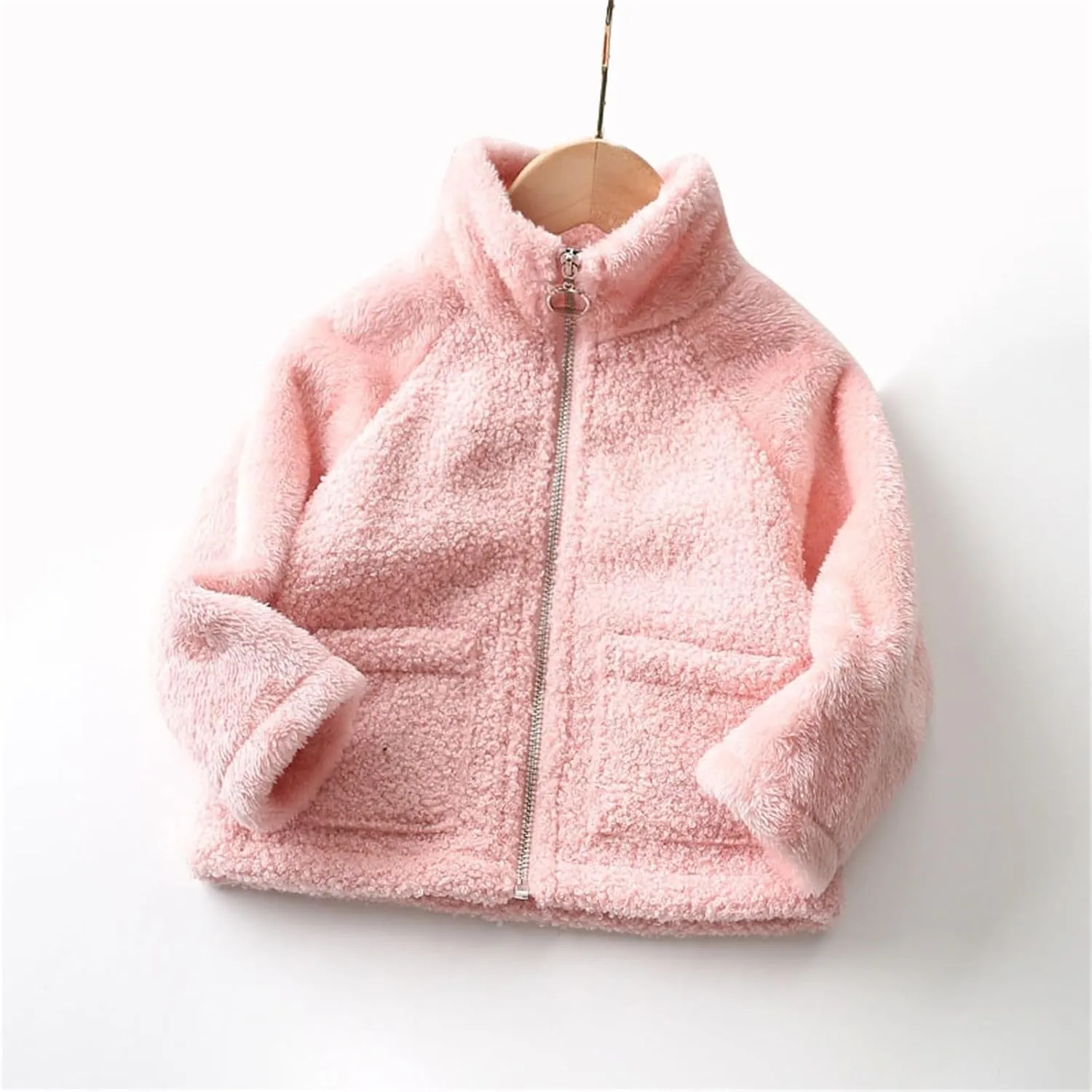 Kids Girls Polar Fleece Jacket Sherpa Coat Toddler Fuzzy Fleece Sweatshirt Baby Teddy Coat Thicken Windproof Jacket