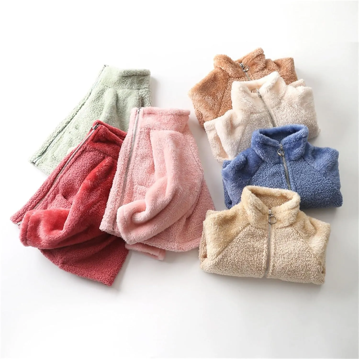 Kids Girls Polar Fleece Jacket Sherpa Coat Toddler Fuzzy Fleece Sweatshirt Baby Teddy Coat Thicken Windproof Jacket
