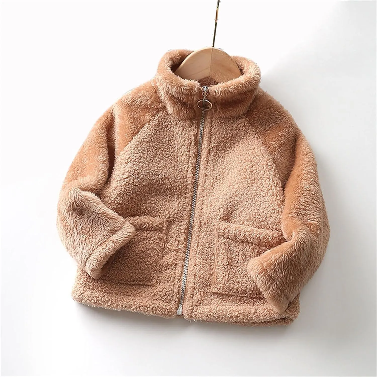 Kids Girls Polar Fleece Jacket Sherpa Coat Toddler Fuzzy Fleece Sweatshirt Baby Teddy Coat Thicken Windproof Jacket