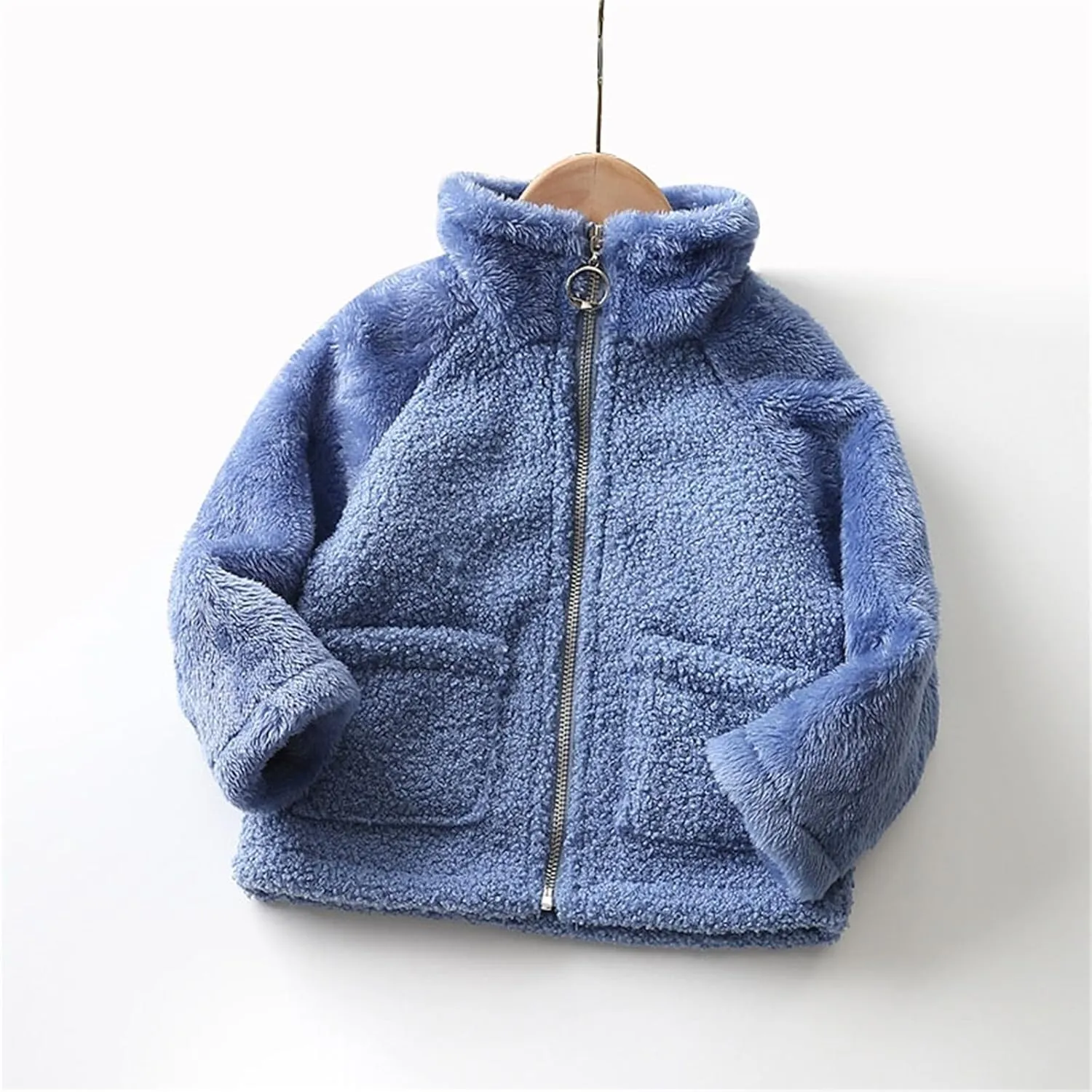 Kids Girls Polar Fleece Jacket Sherpa Coat Toddler Fuzzy Fleece Sweatshirt Baby Teddy Coat Thicken Windproof Jacket
