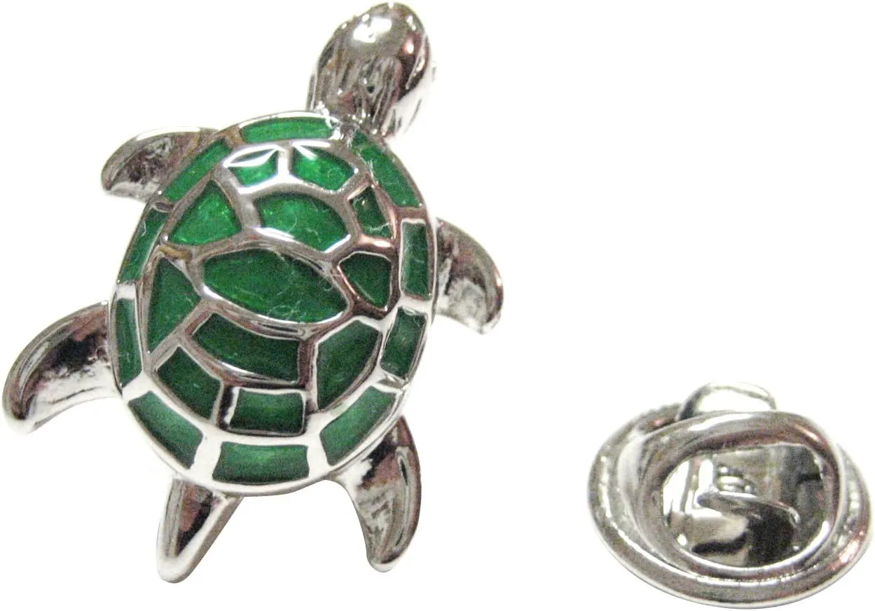 Kiola Designs Metallic Green Turtle Tortoise Lapel Pin